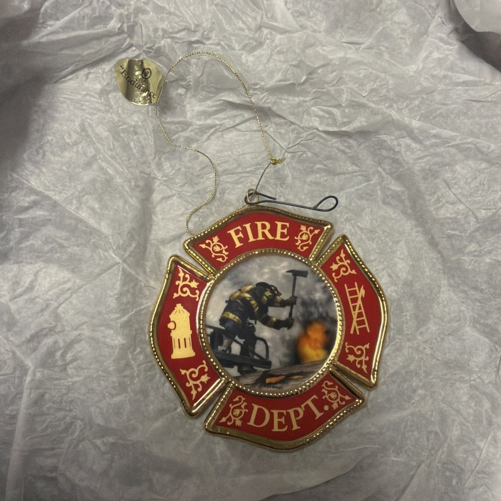 Bradford Exchange Endurance Fire Department Porcelain Christmas Ornament Vintage